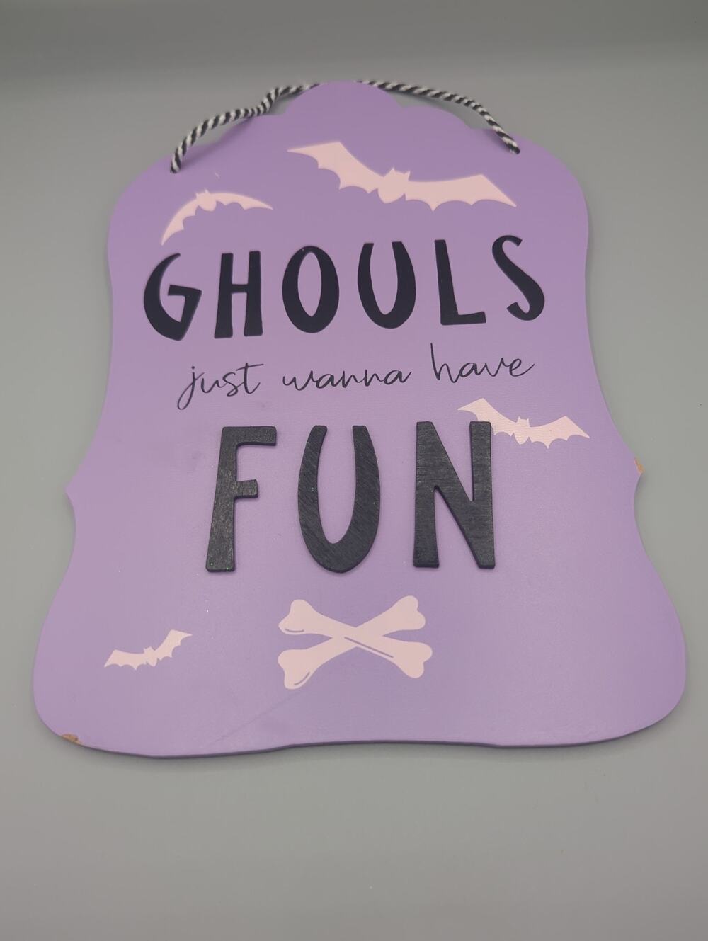 Target Bullseye Wood Hanging Sign GHOULS just wanna have FUN - Set Of 2